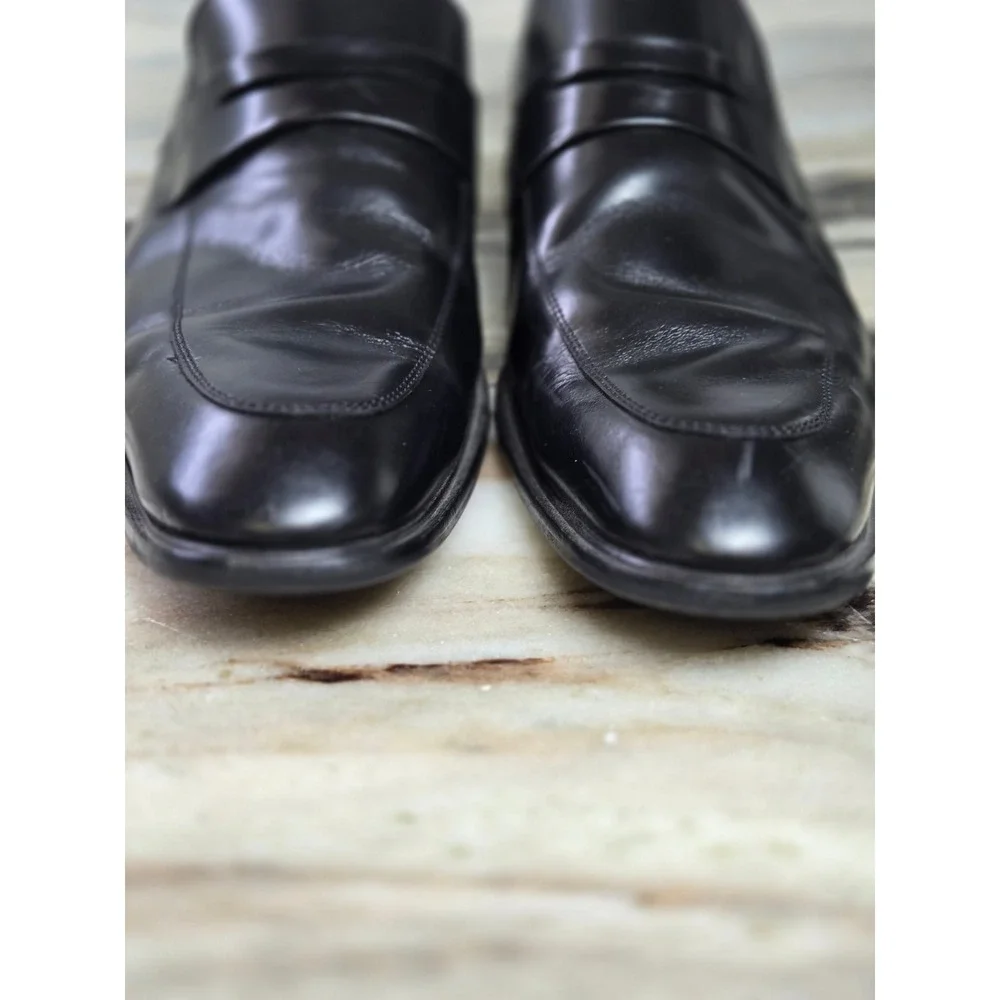 Sapataria Cometa Black Leather Penny‎ Loafers Mens Size 42 Almond Toe Slip Shoe